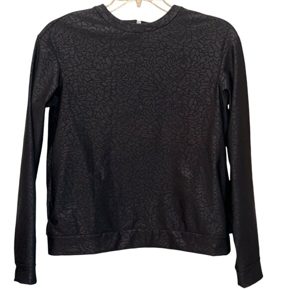 Lululemon Departure Pedal Camo Embossed Long Sleeve Sweater Black Top Size‎ 8 - Picture 1 of 5